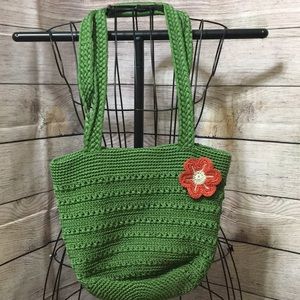 The Sak hand crocheted green purse